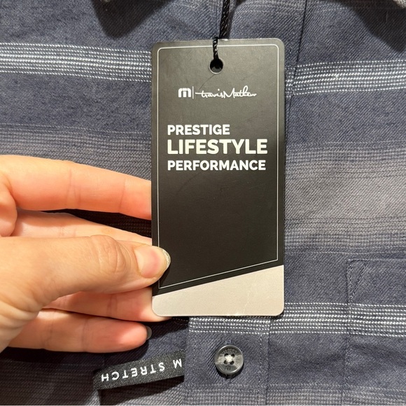 NWT Travis Mathew Button-Up Final Approach Slim Fit Shirt in Quiet Shade Stripe - Picture 4 of 15